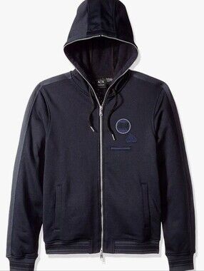 A/X Armani Exchange Men's Black Zip-Up Hooded Sweatshirt, Size M